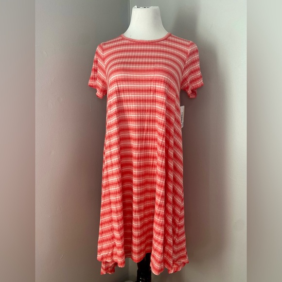LuLaRoe Carly Dress Pink Striped - Picture 7 of 7